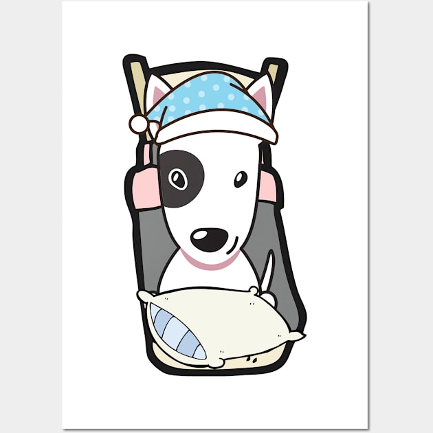 Cute bull terrier is going to bed Wall Art by Pet Station